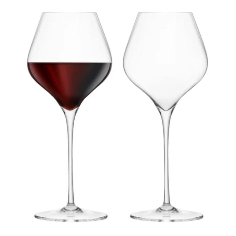 Final Touch Set of 2 Burgundy Lead Free Crystal Glasses - 23.6 oz - 23.6 oz - Clear