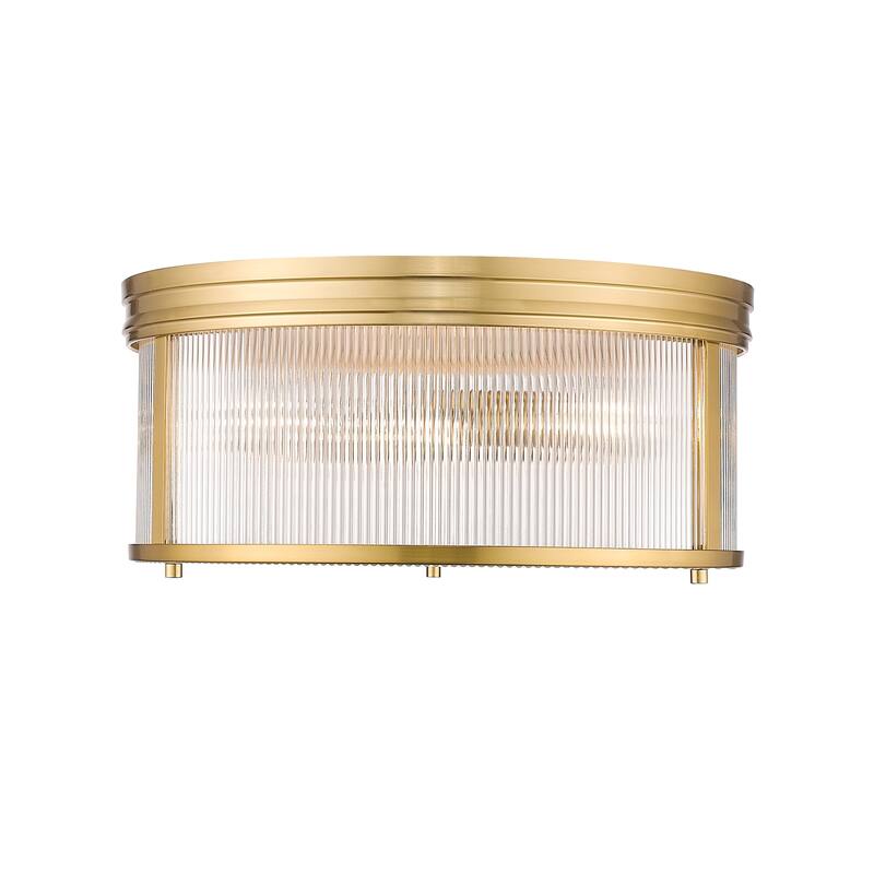 Carnaby by Z-Lite 4 Light Flush Mount in Modern Gold with Clear Ribbed Glass Shade - Modern Gold