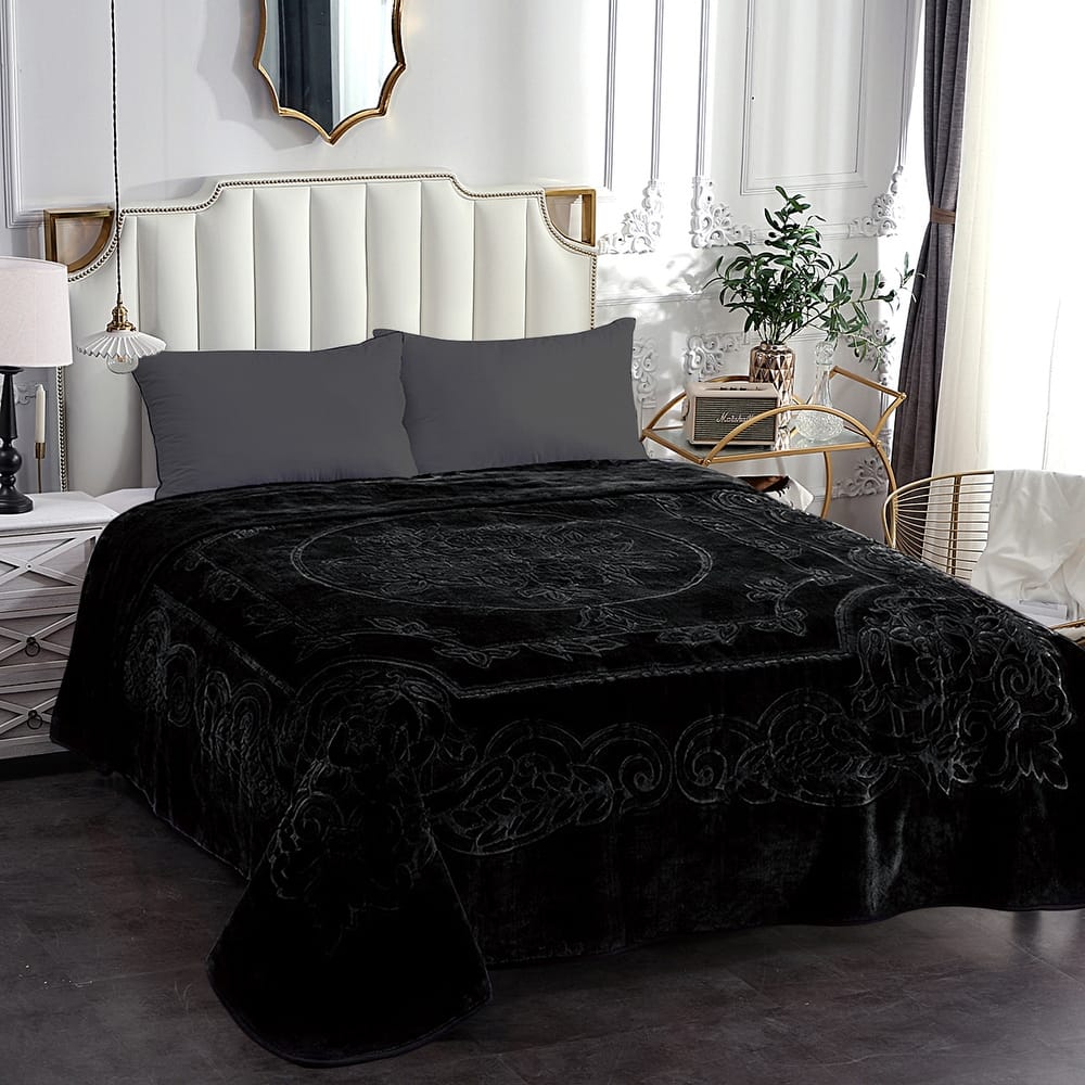 Embossed Floral Bed Blanket 85"x95" - 9lbs