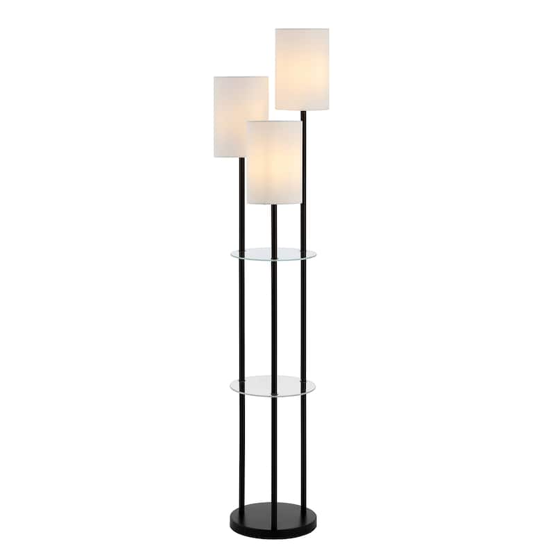 SAFAVIEH Lighting Soren 63-inch 2-shelf 3-light LED Floor Lamp - 14" W x 14" L x 62.5" H