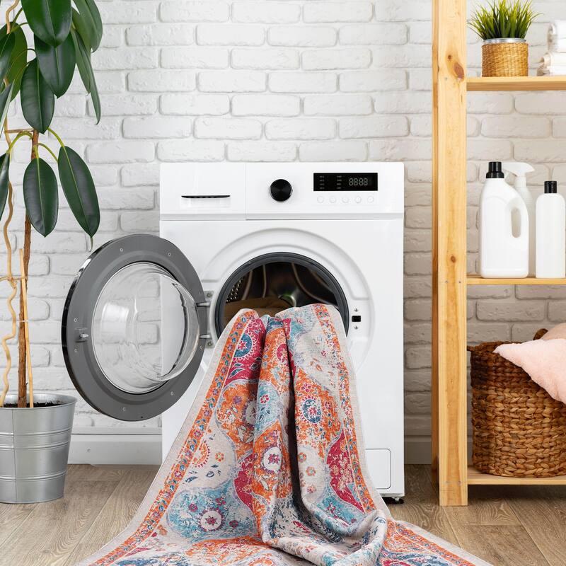 Area Rugs 4x6 Machine Washable Rugs,Modern Area Rug with Non-Slip Backing,Stain Resistan Abstract Rug for Bedroom - 6' x 7'