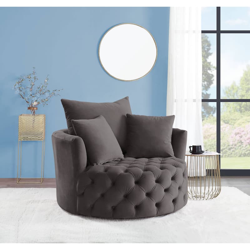Cavinder Tufted Accent Swivel Chair - Grey