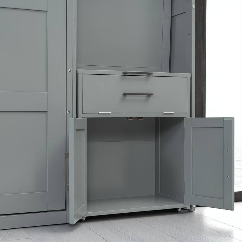 Space-Saving Twin Murphy Bed with Desk, Wardrobe, and Drawers, Fold Up Wall Bed for Small Rooms