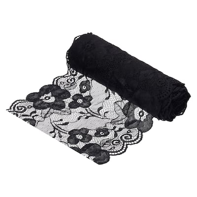 7 Inch Wide 5 Yard Lace Ribbon Floral Pattern Black Lace Trim Ribbon