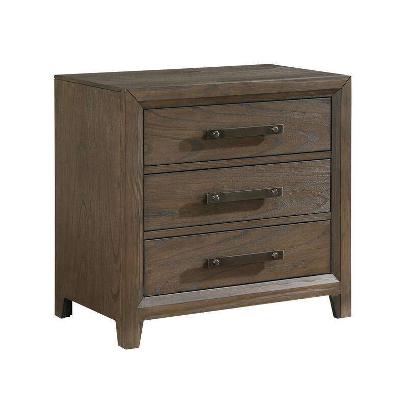 Classic Dark Walnut 3-Drawer Nightstand for Bedroom Furniture
