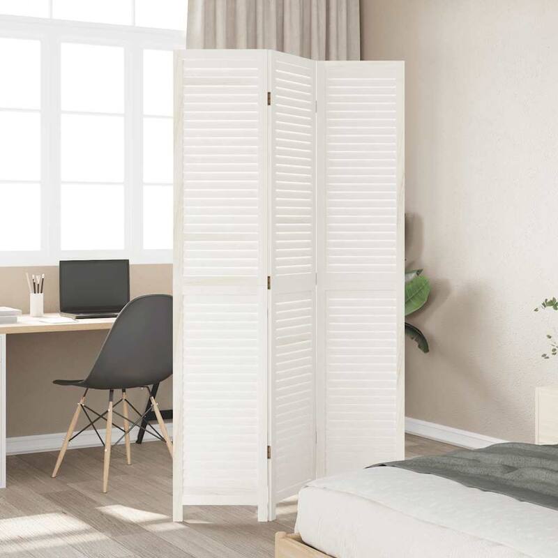 vidaXL Room Divider Privacy Screen Living Room White Solid Wood Paulownia