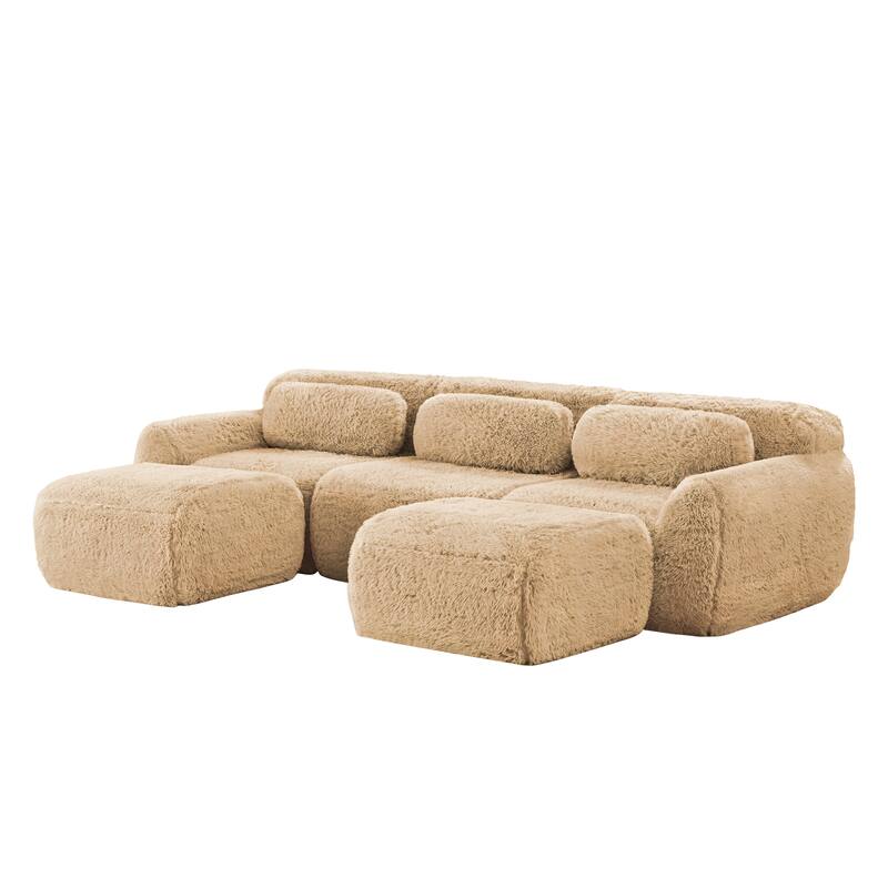 Anmytek Modular Sectional U-Shaped Sofa Deep Seat With Chaise Free Combination Vacuum Packed