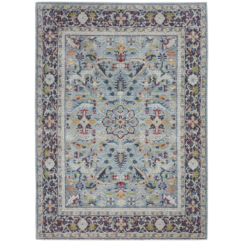 Hupu Power Loomed Distressed Floral Traditional Non Skid Area Rug By HomeRoots - 90' X '63' X '0.5