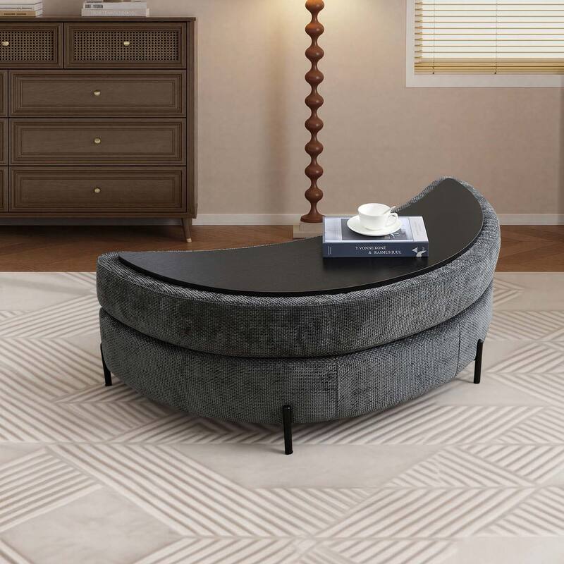 59.8''W Oversized Sofa Chair Set, Round Accent Barrel Chair With 5 Pillows and 1 Storage Ottoman