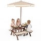 preview thumbnail 1 of 18, Gymax Kids Picnic Table w/Bench Seat Cushions Removable & Adjustable Coffee, White, Natural