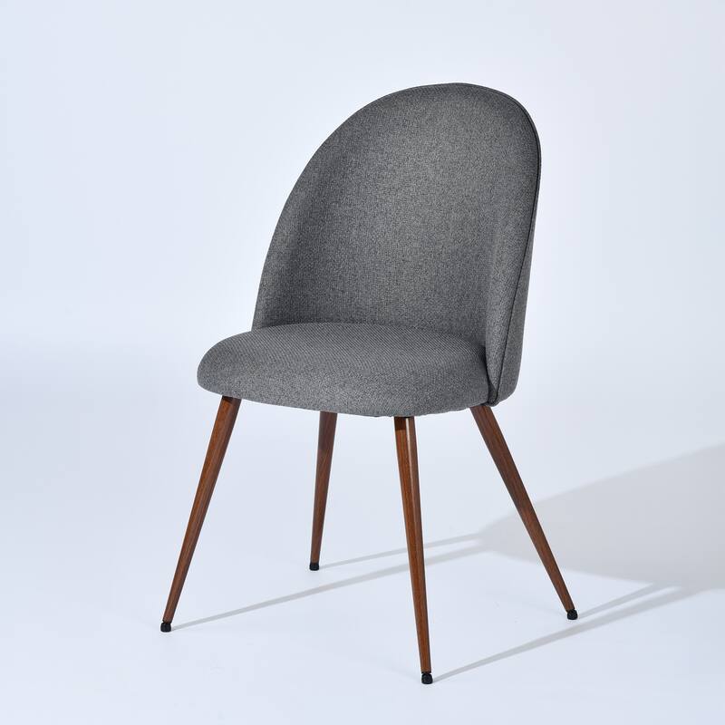 Homy Casa Beige Fabric Dining Chairs with Walnut Legs, Set of 2
