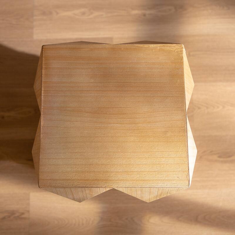 GDFStudio Alaric Fir Wood Coffee Table with 3D Embossed Pattern Design