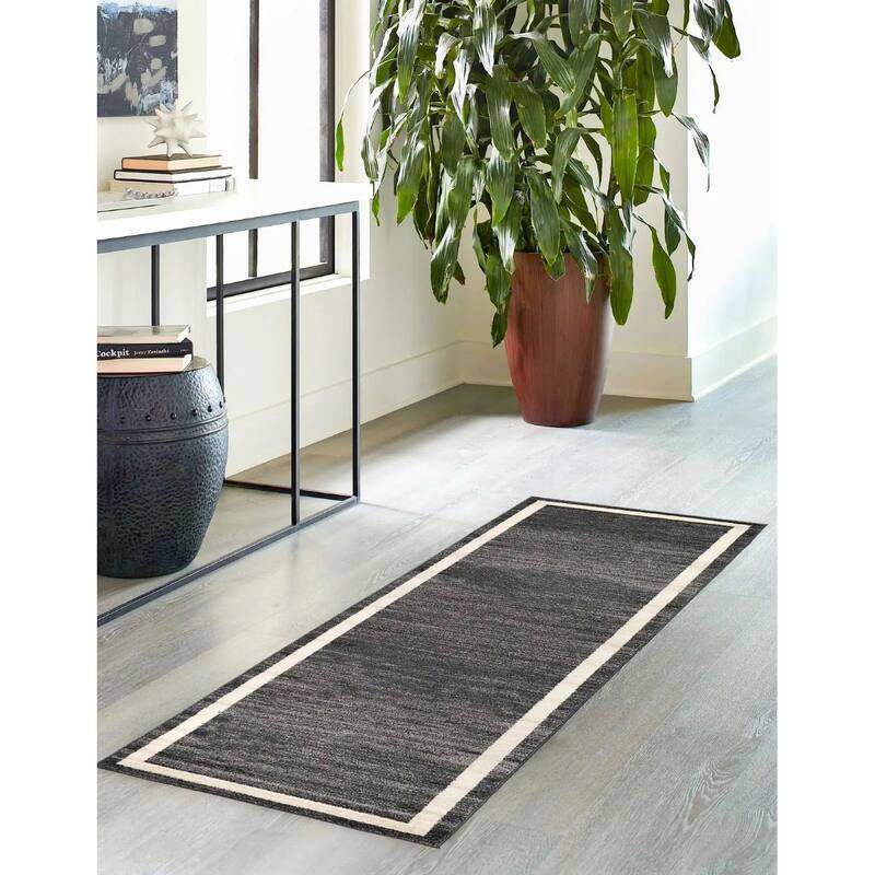 Contemporary Weby Collection Area Rug - 2'7"x10' - Black