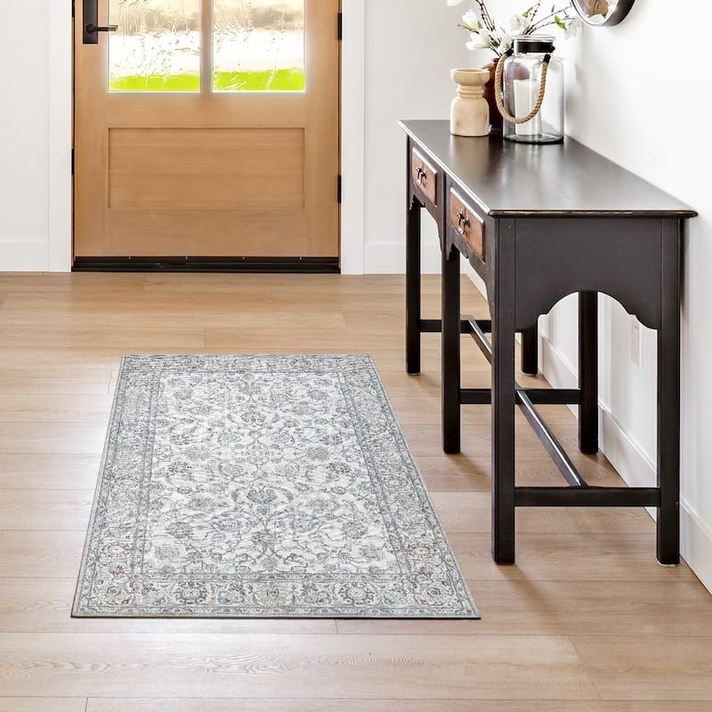Thomasville Emporia Industrial Old World Chenille Machine Washable Non-Slip Flat Pile Area Rug Collection - Lianne Ivory - 2'6"x4' - Rectangle