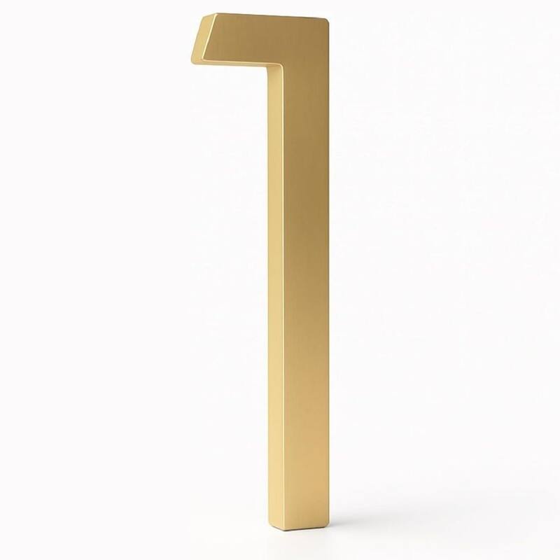 Mega Handles Modern Metal House Numbers | Heavy Duty Outdoor Address Digits | Easy to Install, Floating or Flush Mount Design - 1 - Satin Brass