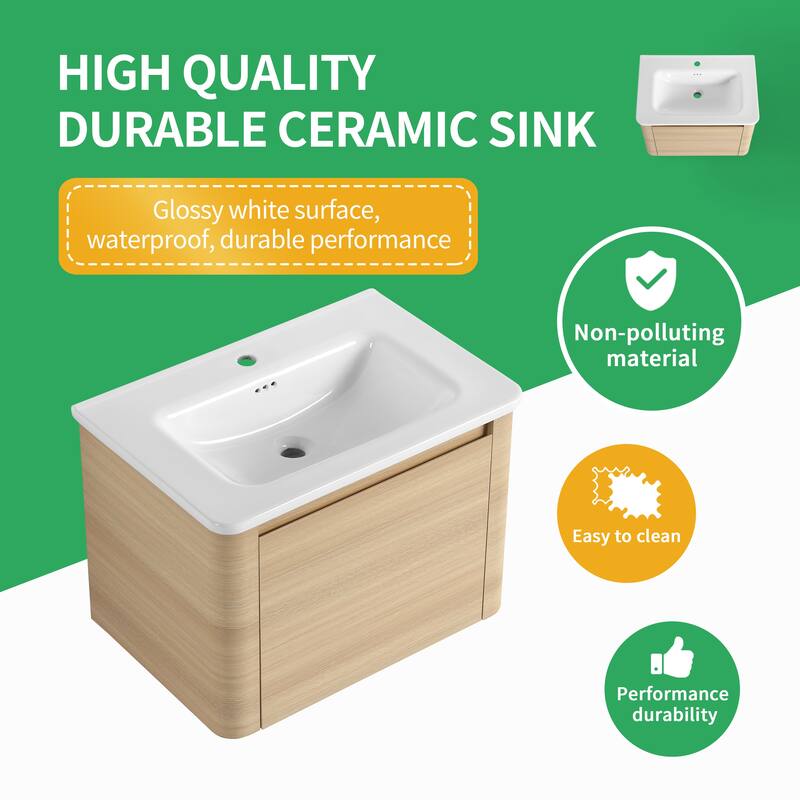 BNK 24''/28''/36''/40''/60''/68'' Bathroom Vanity With Sink, Floating Bathroom Vanity with Soft Close Doors and Shelf