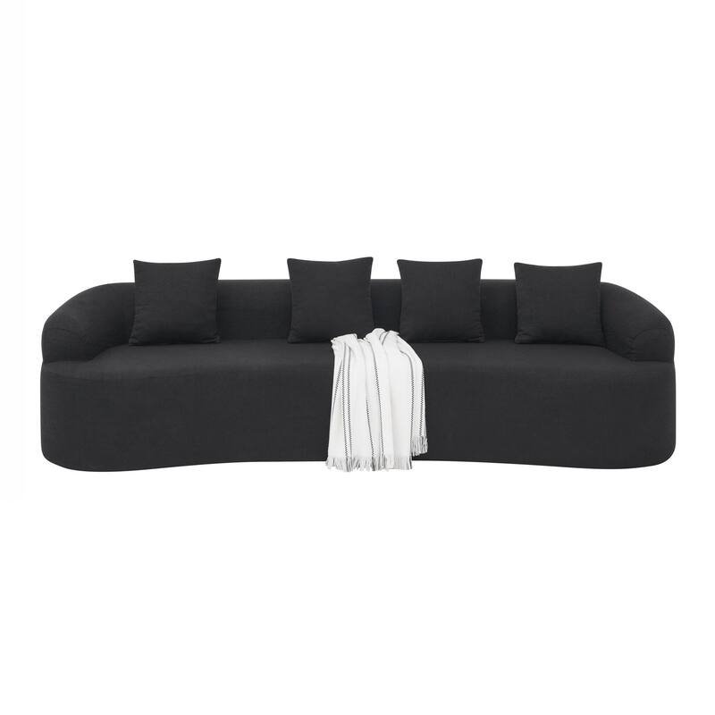 Curved Modular Sectional Sofa in Lamb's Wool Fabric, Modern Minimalist Style, Compressed (No Assembly Required)
