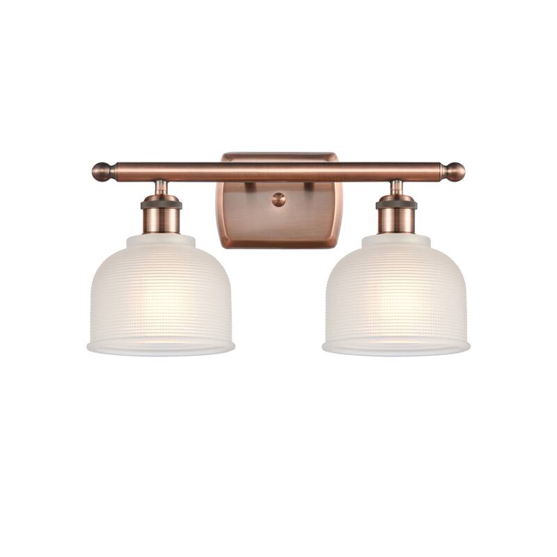 Innovations Lighting Dayton 2 Light 16" Wide Bathroom Vanity Light - Antique Copper / White