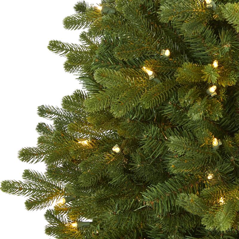 Artificial Christmas Tree 5.5Ft with Lights - Washington Fir Tree, Holiday Decor, Bendable Branches - Green - 66