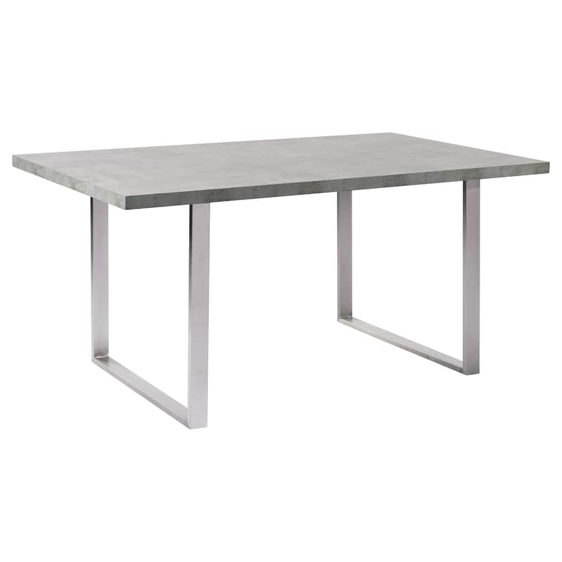 Fenton Cement Gray Dining Table with Brushed Stainless Steel Legs
