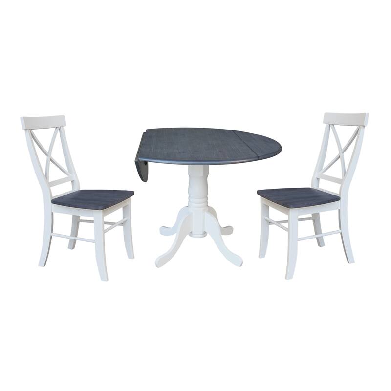 42" Dual Drop Leaf Table with X-back Chairs Set