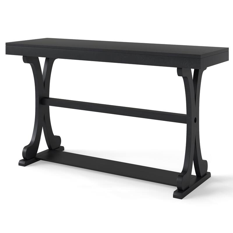 Gymax Narrow Console Table Vintage Accent Sofa Table w/ Open Storage