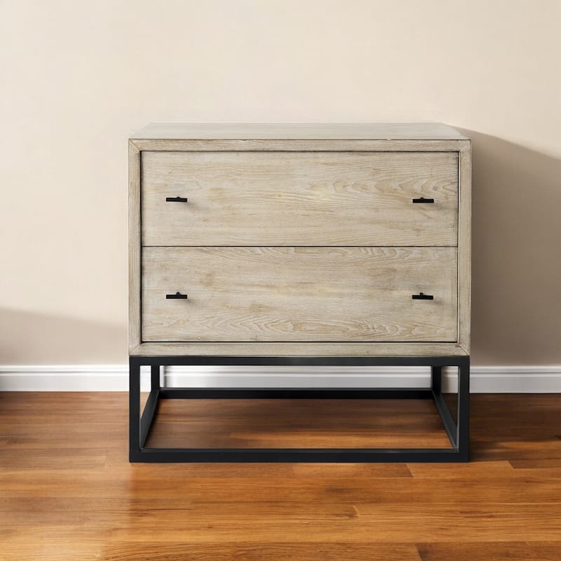 HomeRoots 32" Natural Solid Wood Two Drawer Sideboard - 15.94' X '30.12' X '31.89 - 15.94' X '30.12' X '31.89