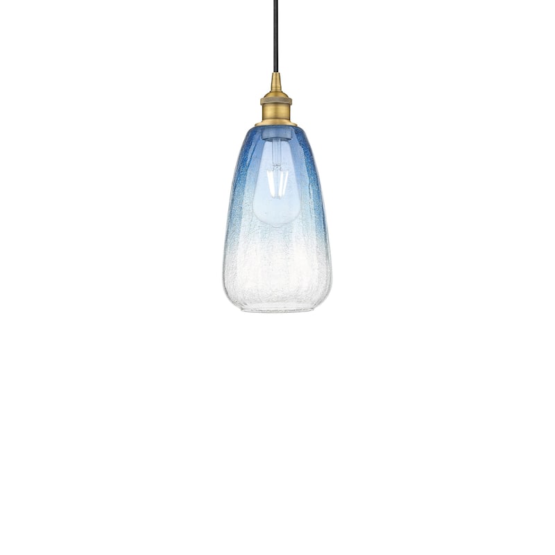 Innovations Lighting 616-1P-13-6 Brookhaven Almond Pendant Brookhaven - Brushed Brass / Sapphire Blue