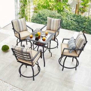 Patio Festival 5-Piece Outdoor High Swivel Chair Dining Set