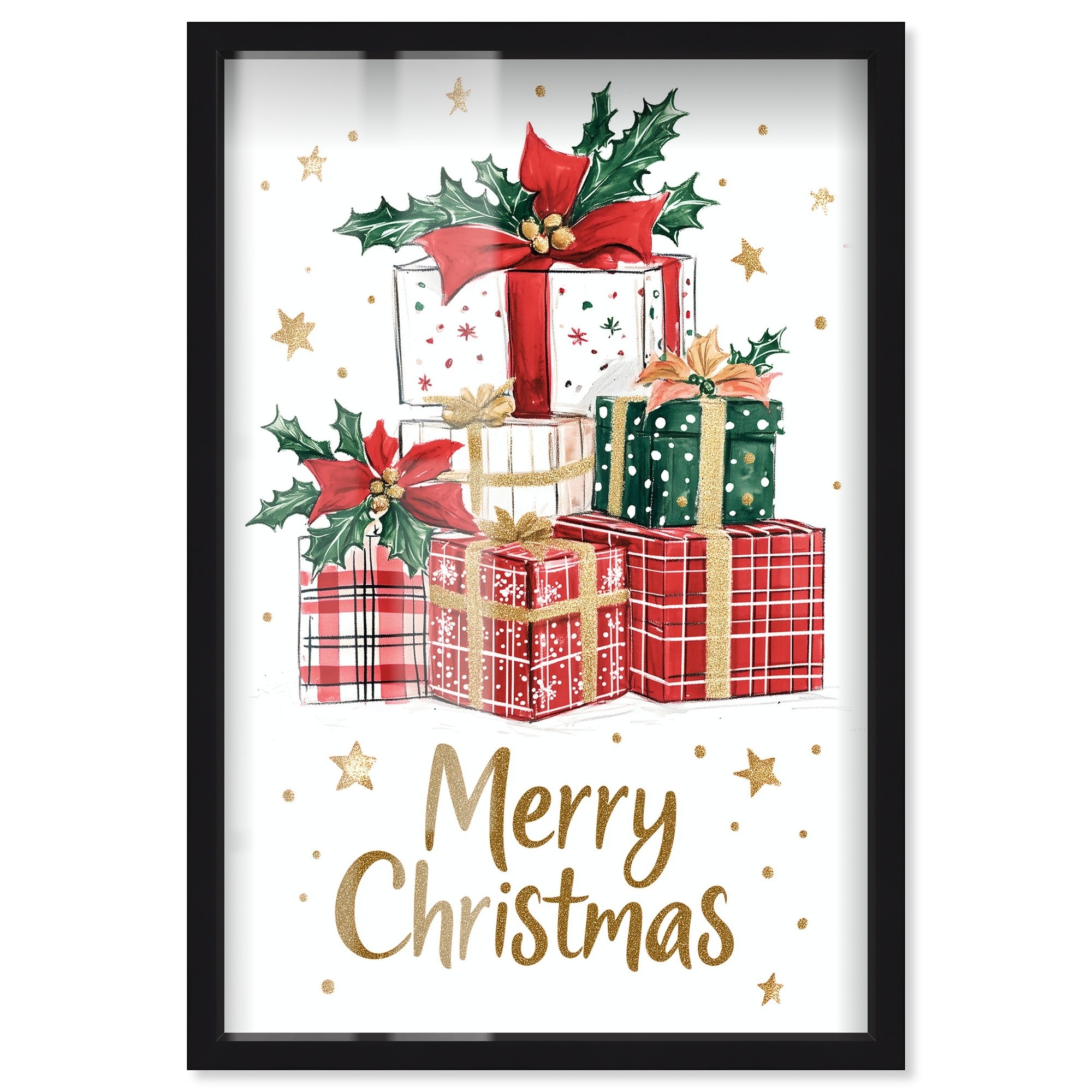 Merry Christmas Gift II Wall Decor Shadowbox Print by Art Remedy
