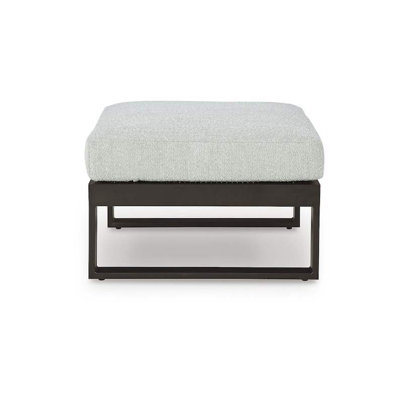 Signature Design by Ashley Beachloft Black/Gray Outdoor Ottoman with Cushion - 28"W x 28"D x 19"H