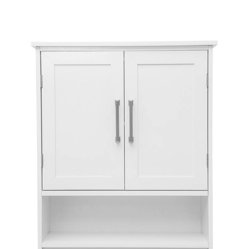 Gray Modern Over the Toilet Cabinet Storage Organizer with 2 Shelves and Doors