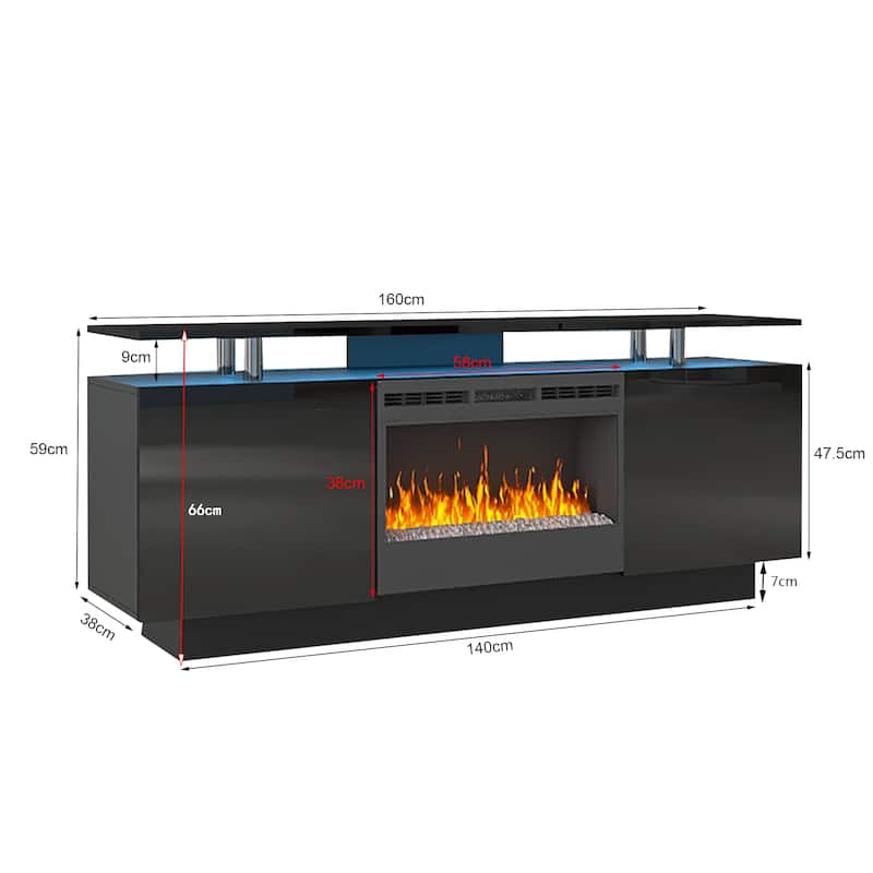 63" Modern Fireplace TV Stand with Storage for TVs Up to 50"