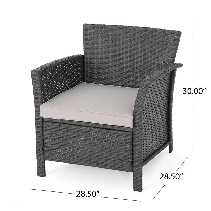 Outdoor Wicker Sofa Set with Loveseat and Chairs, 4-Piece Patio Conversation Sofa Set with Cushions and Table