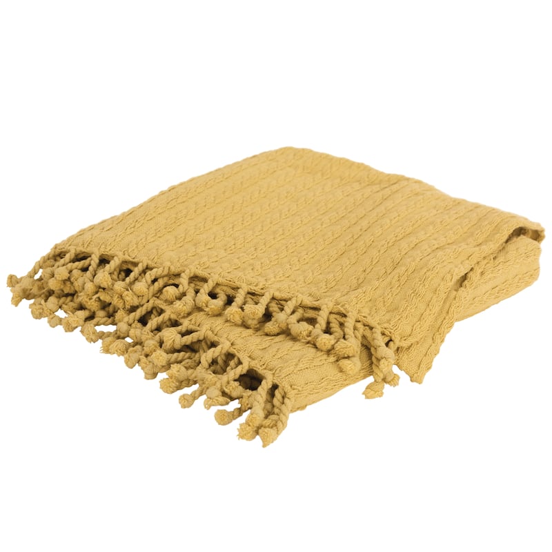 Rizzy Home Cable Knit Throw, 50" x 60" - Yellow