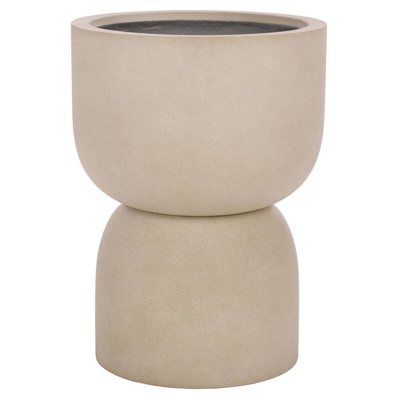 SAFAVIEH Outdoor Living Ricco Pedestal Planter - 17"W x 17"D x 23"H - Beige