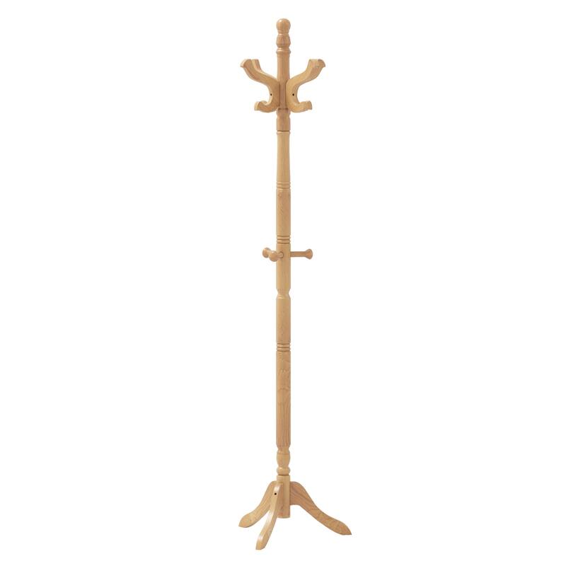72" Height Adjustable Wooden Coat Rack Tree with 11 Heavy Duty Hooks and Tri-Leg Base for Bedroom or Entryway - 20" x 17" x 72"