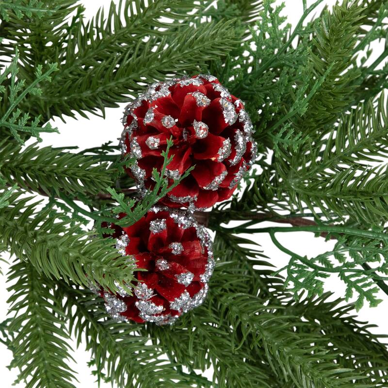 Real Touch™️ Wind River Fir with Glittered Pinecones Artificial Christmas Garland - 7' x 12" - Unlit