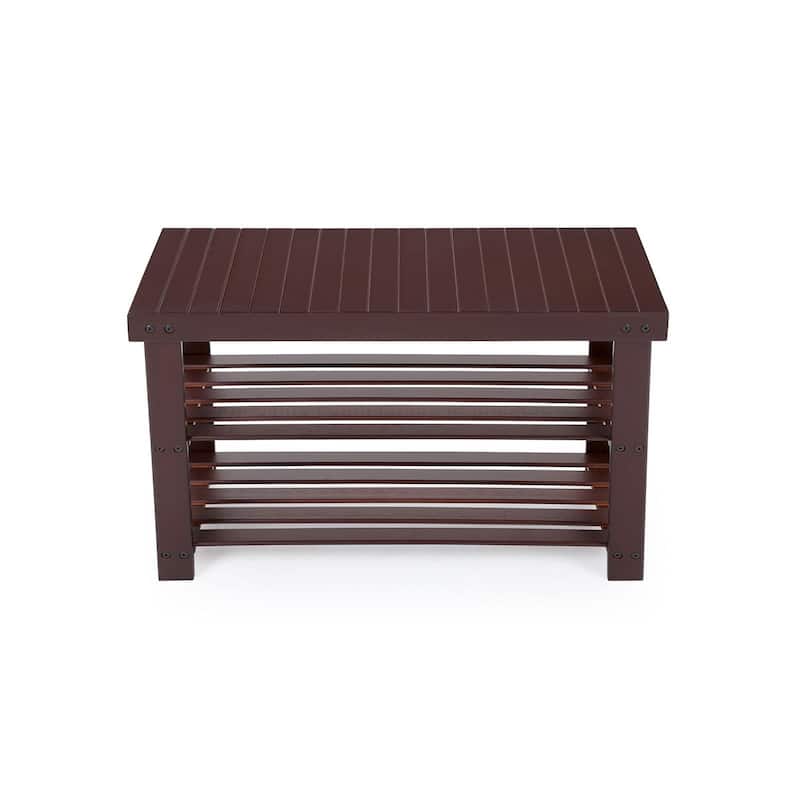 3-Tier Wicker Shoe Rack Bench with Storage Shelf Ideal for Entryway or Hallway - 11.3"D x 27.6”W x 17.8"H
