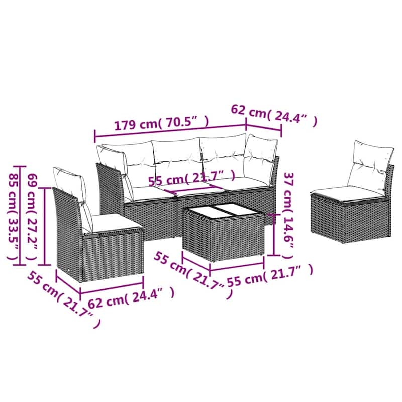 vidaXL Garden Sofa Set Black