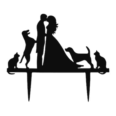 Household Wedding Acrylic Bride Groom Shaped Cupcake Decor Cake Topper Black