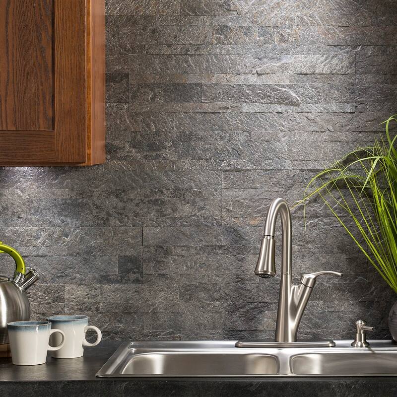 Aspect Peel and Stick Stone Overlay Kitchen Backsplash - Frosted Quartz (Approx. 15 sq ft Kit) - 15 Sq Ft Kit