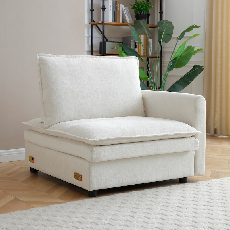 U-shaped Deep Seat Sectional Sofa Chenille Modular Reclining Couch with Storage Console Table, Ottomans and Adjustable Backrest