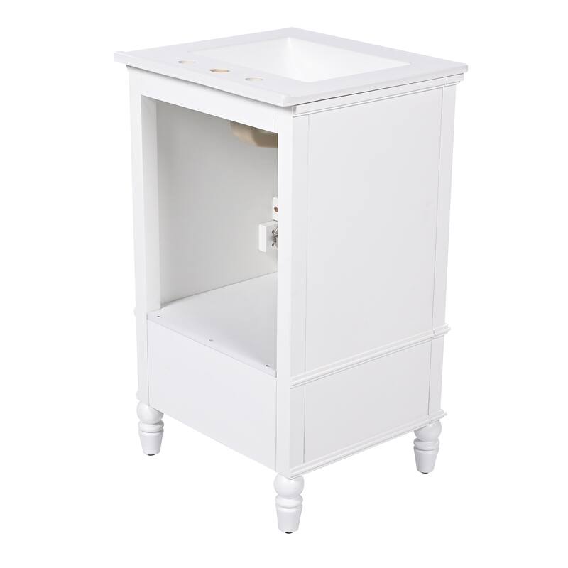 Small Bathroom Vanity with Sink, Freestanding Wooden Bathroom Cabinet, Storage Cabinet with Magnetic Door Stopper & Drawer