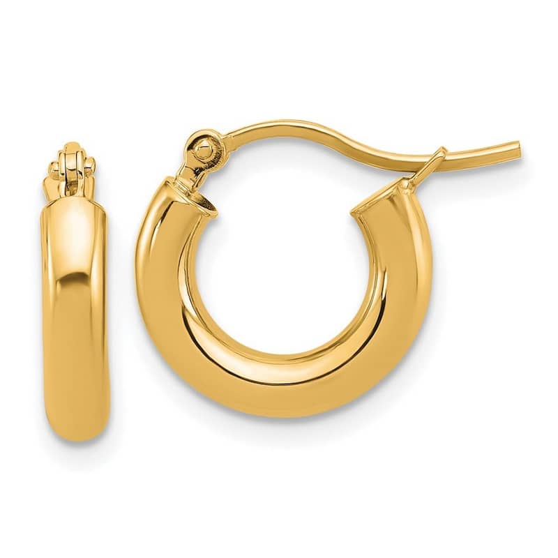 Curata 14k Yellow Gold Polished Polished Hoop Earrings - 14x14mm