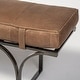 preview thumbnail 4 of 20, Jessie 55L x 16W Brown Leather Seat W/Black Metal Base Accent Bench - 55.0L x 16.0W x 19.0H