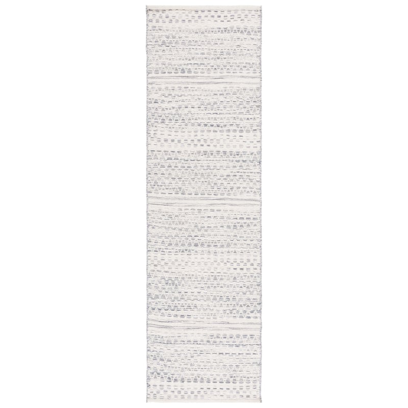 SAFAVIEH Handmade Kilim Gilberte Boho Geometric Wool Rug - 2'3" x 8' Runner - Ivory/Dark Grey
