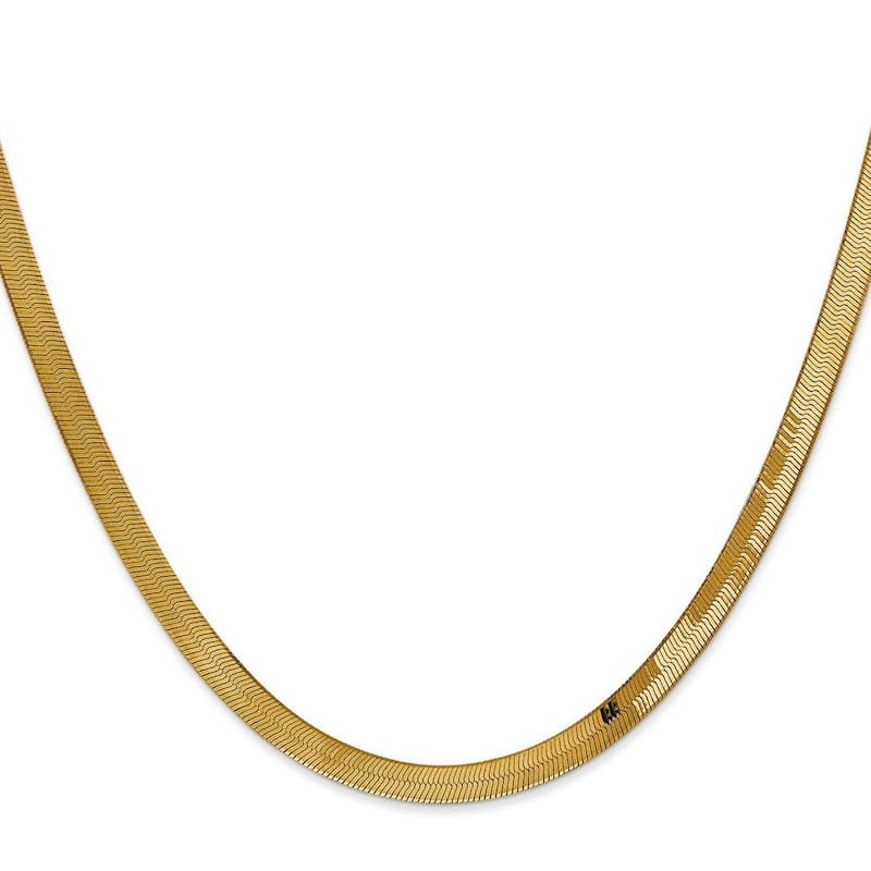 Curata 14k Yellow Gold Solid Polished 4.0mm Silky Herringbone Chain Bracelet