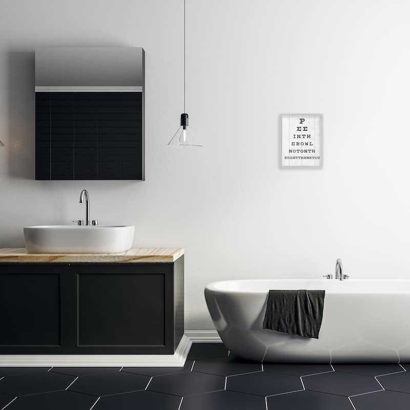 Stupell Bathroom Seeing Eye Chart Pee In the Bowl Phrase Framed Giclee Texturized Art by Daphne Polselli