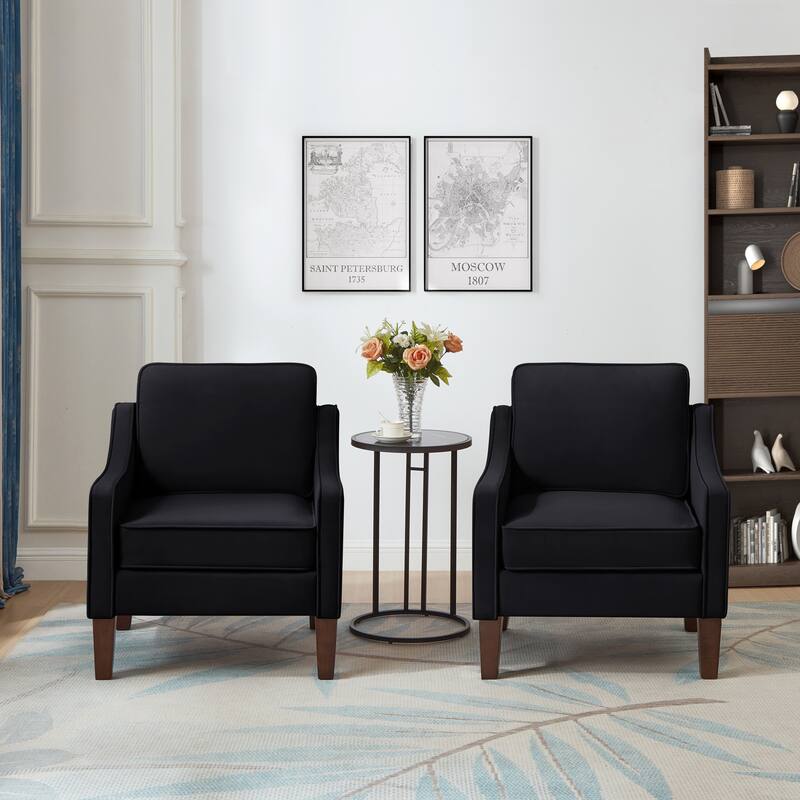 Armchair, Single Seat Sofa Chair with Wooden Legs, Velvet Accent Chair